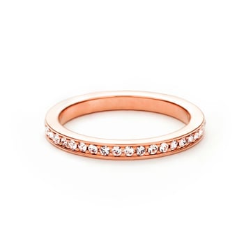 Eternity Stackable Ring Petite Round Clear Crystals 5 Sizes Rose Gold Plated