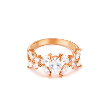 Victoria Statement Ring with Clear Cubic Zirconia Rose Gold Plated