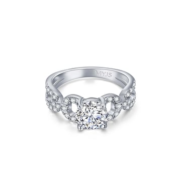 Regal Royalty Statement Ring Rhodium Plated Clear