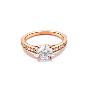 Attract Round CZ Solitaire Ring with Clear Swarovski Crystals Rose Gold Plated