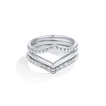 Wishbone Trio Stackable Ring Clear Rhodium Plated