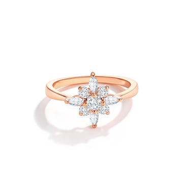 Polaris Star Ring with Clear Cubic Zirconia Rose Gold Plated