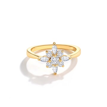 Polaris Star Ring with Clear Cubic Zirconia Gold Plated