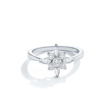 Polaris Star Ring with Clear Cubic Zirconia Rhodium Plated