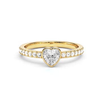 Solitaire Petite Heart Ring with Clear Crystals Gold Plated