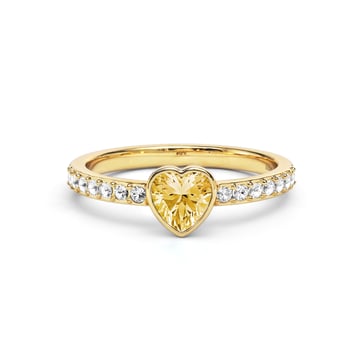 Solitaire Petite Heart Ring with Crystal Golden Shadow Crystals Gold Plated