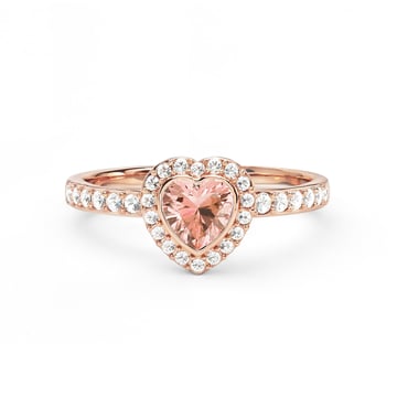 Halo Heart Statement Ring with Vintage Rose Crystals Rose Gold Plated