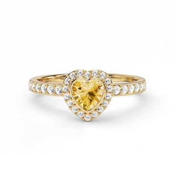 Halo Heart Statement Ring with Crystal Golden Shadow Crystals Gold Plated