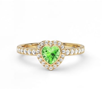 Halo Heart Statement Ring with Peridot Crystals Gold Plated