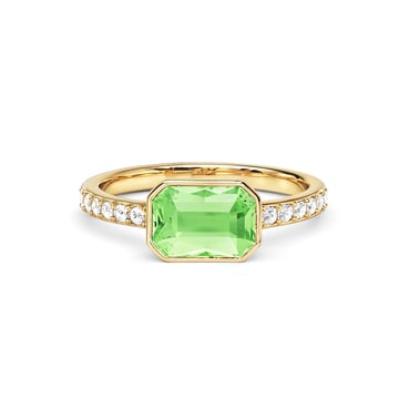 Solitaire Petite Octagon Ring with Peridot Crystals Gold Plated