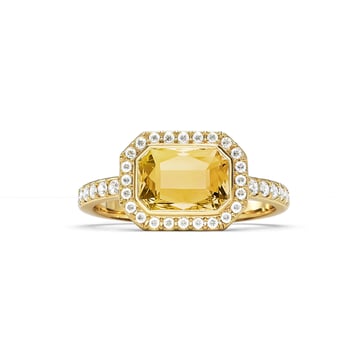Halo Octagon Statement Ring with Crystal Golden Shadow Crystals Gold Plated