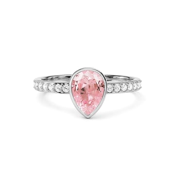 Solitaire Petite Teardrop Ring with Light Rose Crystals Rhodium Plated