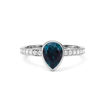 Solitaire Petite Teardrop Ring with Montana Crystals Rhodium Plated