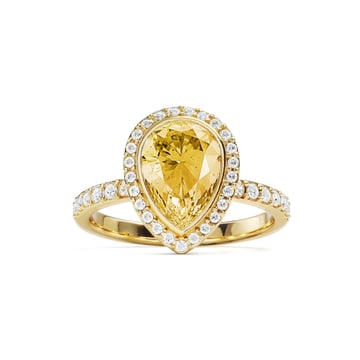 Halo Teardrop Statement Ring with Crystal Golden Shadow Crystals Gold Plated