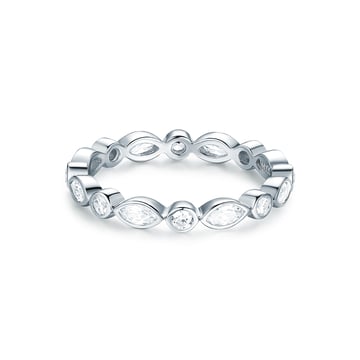Alluring Brilliant Marquise Cut Stackable Ring Sterling Silver White Gold Plated Stack