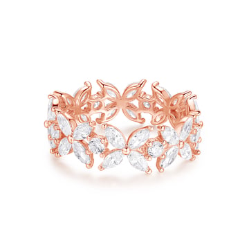 Victoria Alternating Statement Ring Sterling Silver Rose Gold Plated Bridal