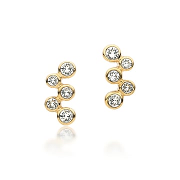 Fidelity Earrings Stud with Blue Clear Swarovski Crystals Bubbles Bridal Gold Plated