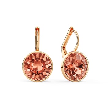 Bella Earrings with 4 Carat Rose Peach Crystals Rose Gold Plated