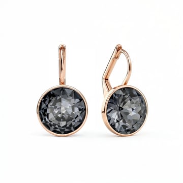 Bella Earrings with 4 Carat Crystal Silver Night Crystals Rose Gold Plated