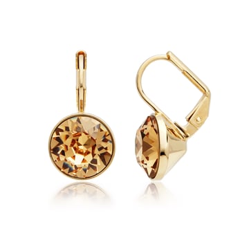 MYJS Bella Earrings with 4 Crt Light Colorado Topaz Swarovski Crystals Gold Plt