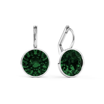 Bella Earrings with 4 Carat Emerald Crystals Rhodium Plated