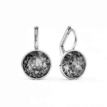 Bella Earrings with 4 Carat Crystal Silver Night Crystals Rhodium Plated