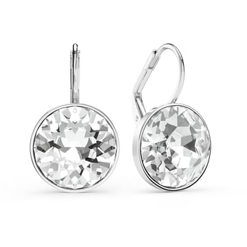 Bella Earrings with 13mm Clear Crystals Rhodium Plated