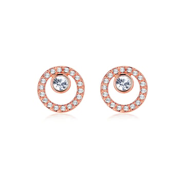 Halo Creativity Circle Stud Earrings with Austrian Crystals Rose Gold GP Bridal