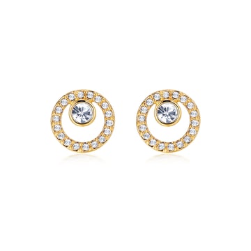 Halo Creativity Circle Stud Earrings with Austrian Crystals Gold Plated Bridal