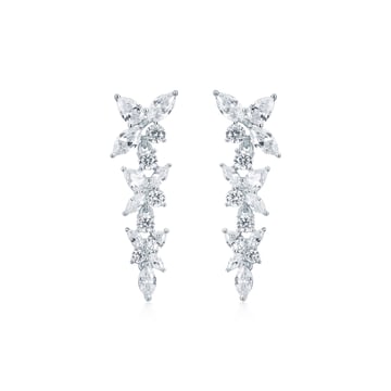 Victoria Cluster Drop Hanging Earrings CZ WGP Bridal Wedding Bridesmaid MYJS