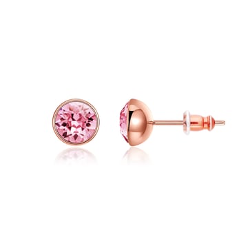 Signature Stud Earrings with 1 Carat Light Rose Swarovski Crystals Rose Gold Plated