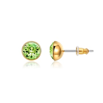 Signature Stud Earrings with 1 Carat Peridot Swarovski Crystals Gold Plated