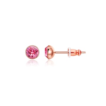 Signature Stud Earrings with Carat Rose Swarovski Crystals 3 Sizes Rose Gold Plated