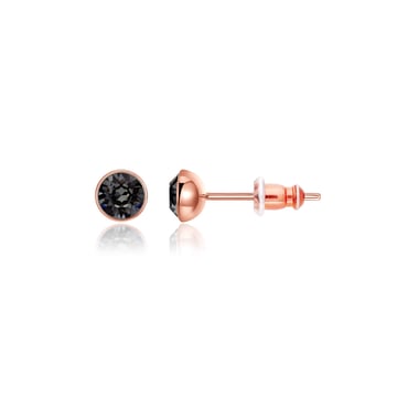 Signature Stud Earrings with Carat Silver Night Swarovski Crystals 3 Sizes Rose Gold Plated