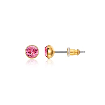 Signature Stud Earrings with Carat Rose Swarovski Crystals 3 Sizes Gold Plated