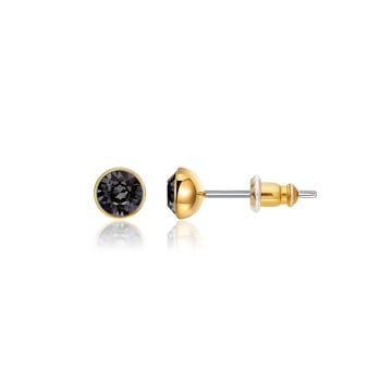 Signature Stud Earrings with Carat Silver Night Swarovski Crystals 3 Sizes Gold Plated