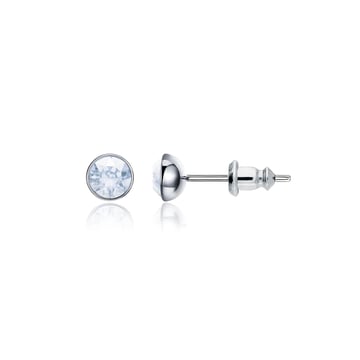 Signature Stud Earrings with Carat Blue Shade Swarovski Crystals 3 Sizes Rhodium Plated