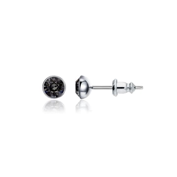 Signature Stud Earrings with Carat Silver Night Swarovski Crystals 3 Sizes Rhodium Plated