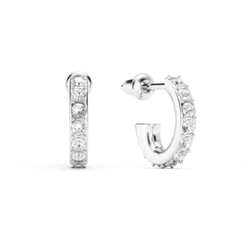 Eternity 11mm Mix Hoop Carrier Earrings with Clear Crystals Rhodium Plated