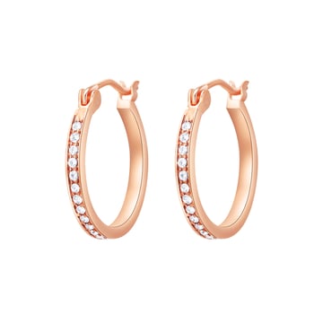 Eternity Mix Carrier Hoop Earrings 18mm Clear Crystal Rose Gold Plated