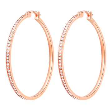 Eternity Mix Carrier Hoop Earrings 39mm Clear Crystal Rose Gold Plated