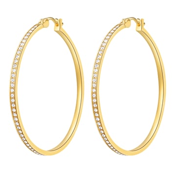 Eternity Mix Carrier Hoop Earrings 39mm Clear Crystal Gold Plated