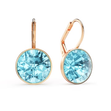 Bella Earrings 6 Carat Drop Earrings Aquamarine Crystals Rose Gold Plated