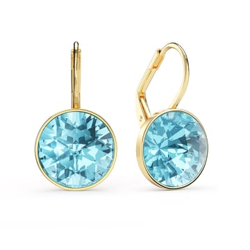 Bella Earrings 6 Carat Drop Earrings Aquamarine Crystals Gold Plated