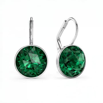 Bella Earrings 6 Carat Drop Earrings Emerald Crystals Rhodium Plated