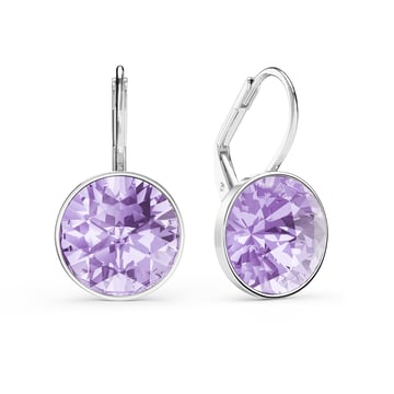 Bella Earrings 6 Carat Drop Earrings Violet Crystals Rhodium Plated