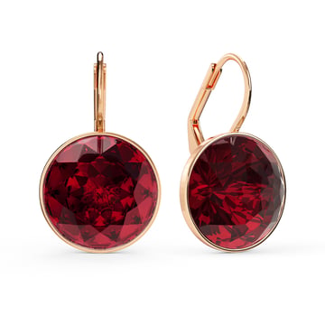 Bella Earrings 10 Carat Drop Earrings Ruby Crystals Rose Gold Plated
