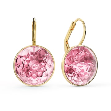 Bella Earrings 10 Carat Drop Earrings Light Rose Crystals Gold Plated