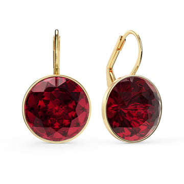 Bella Earrings 10 Carat Drop Earrings Ruby Crystals Gold Plated