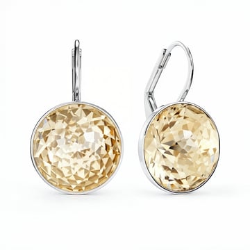 Bella Earrings 10 Carat Drop Earrings Champagne Crystals Rhodium Plated